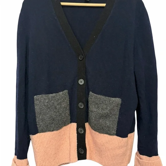 COS Navy and Pink Women's Cardigan - Casual - Wool - Size L - Picture 4 of 9